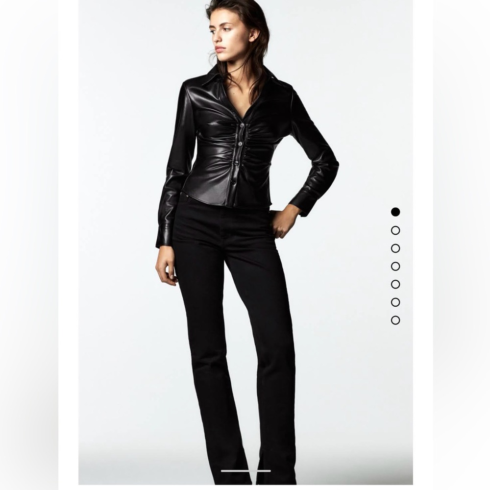 Zara Fitted Faux Leather Shirt - Picture 5 of 8